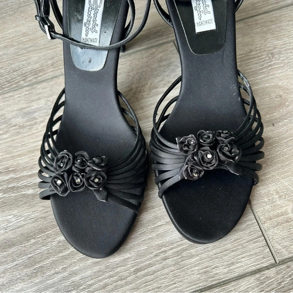 Arnold Churgin Handmade Satin Floral Strappy Sandals - Picture 2 of 13